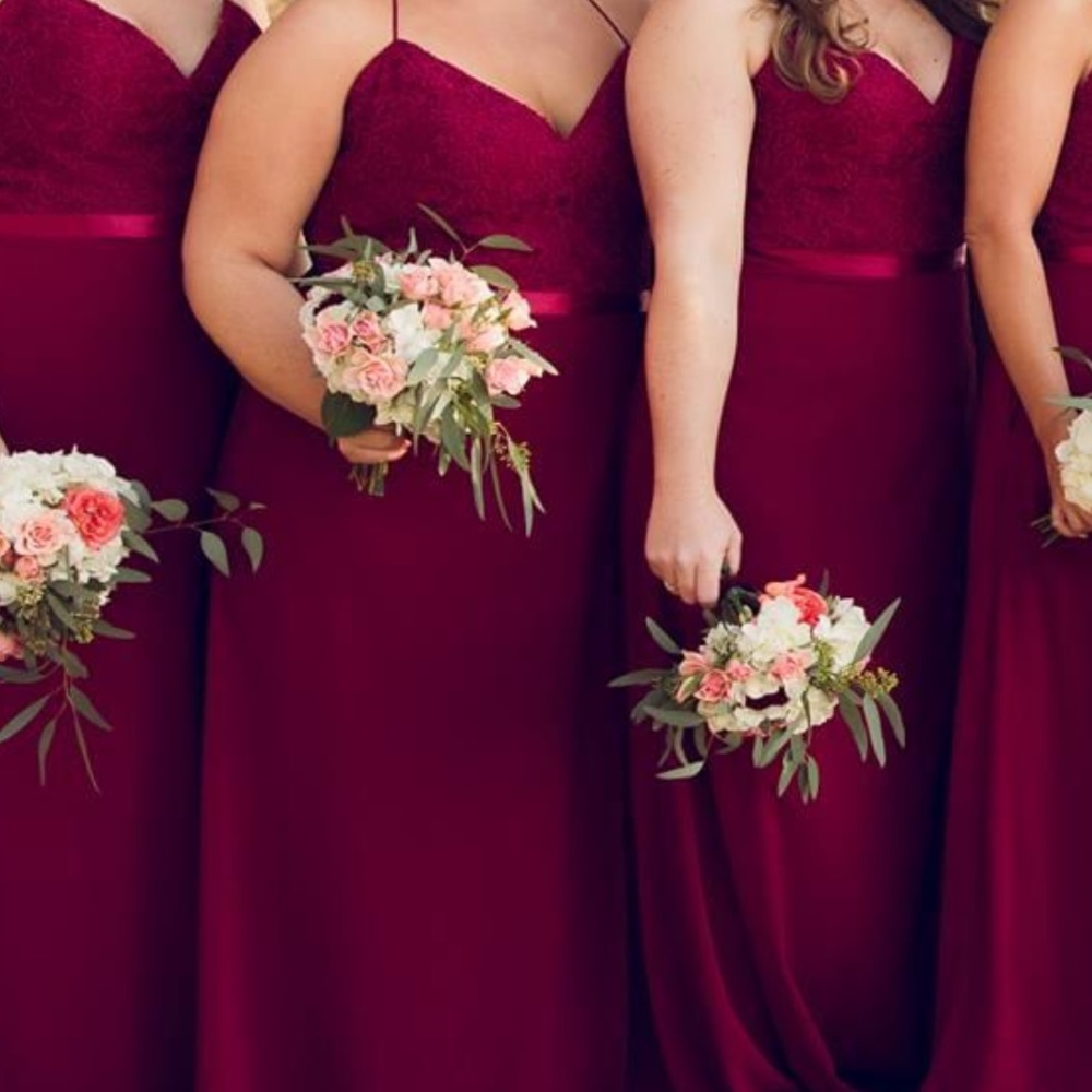 Wine floor length formal dress with slit